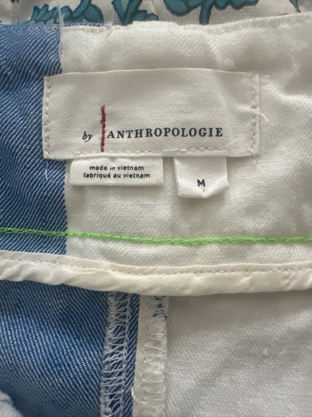 Anthropologie Colette Linen Maxi Skirt Stripes Patch Pockets Blue Slit Sz Medium - Picture 9 of 11